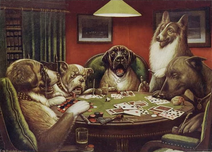 A Waterloo, Dogs Playing Poker Painting
